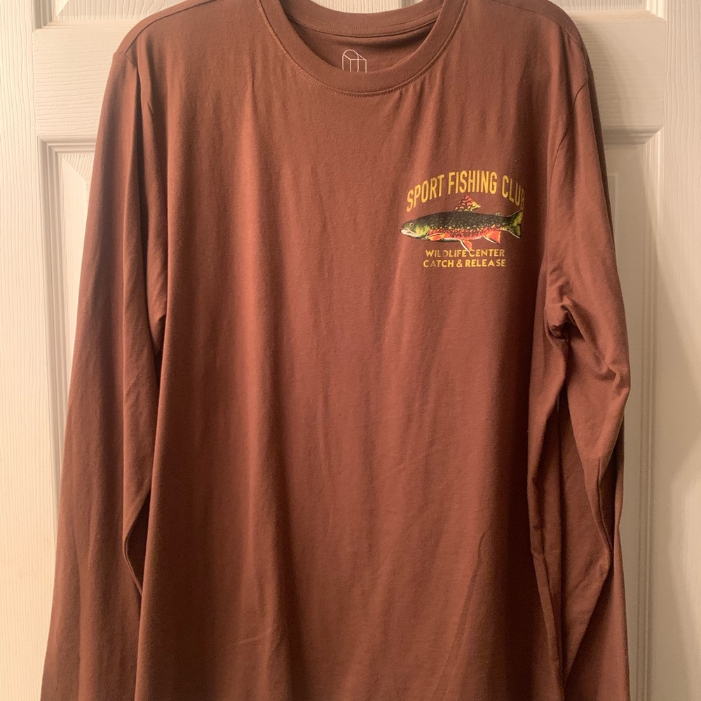 Original Use Brown Sport Fishing Club Long Sleeve Shirt